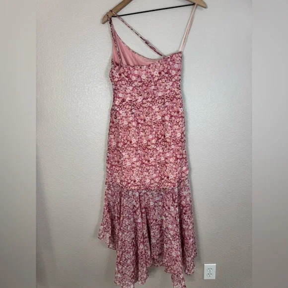 Astr The Label Malvina Pink Floral Asymmetrical One Shoulder Midi Dress S $138 - Picture 11 of 16